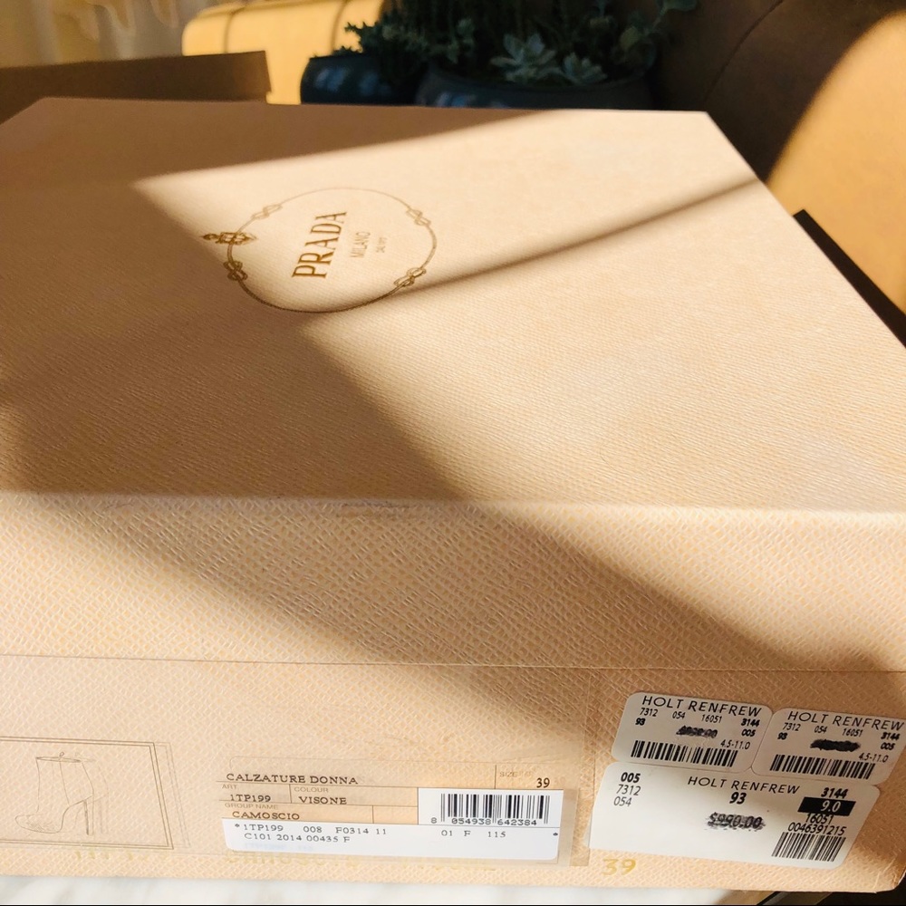 Tan/grey suede PRADA booties - Picture 4 of 8
